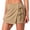 Khaki, variant on Women's Solid Wrap Front Linen Skirt Shorts Drawstring Knot Side Skort Shorts Summer Fashion Palazzo Streetwear Short Black,M