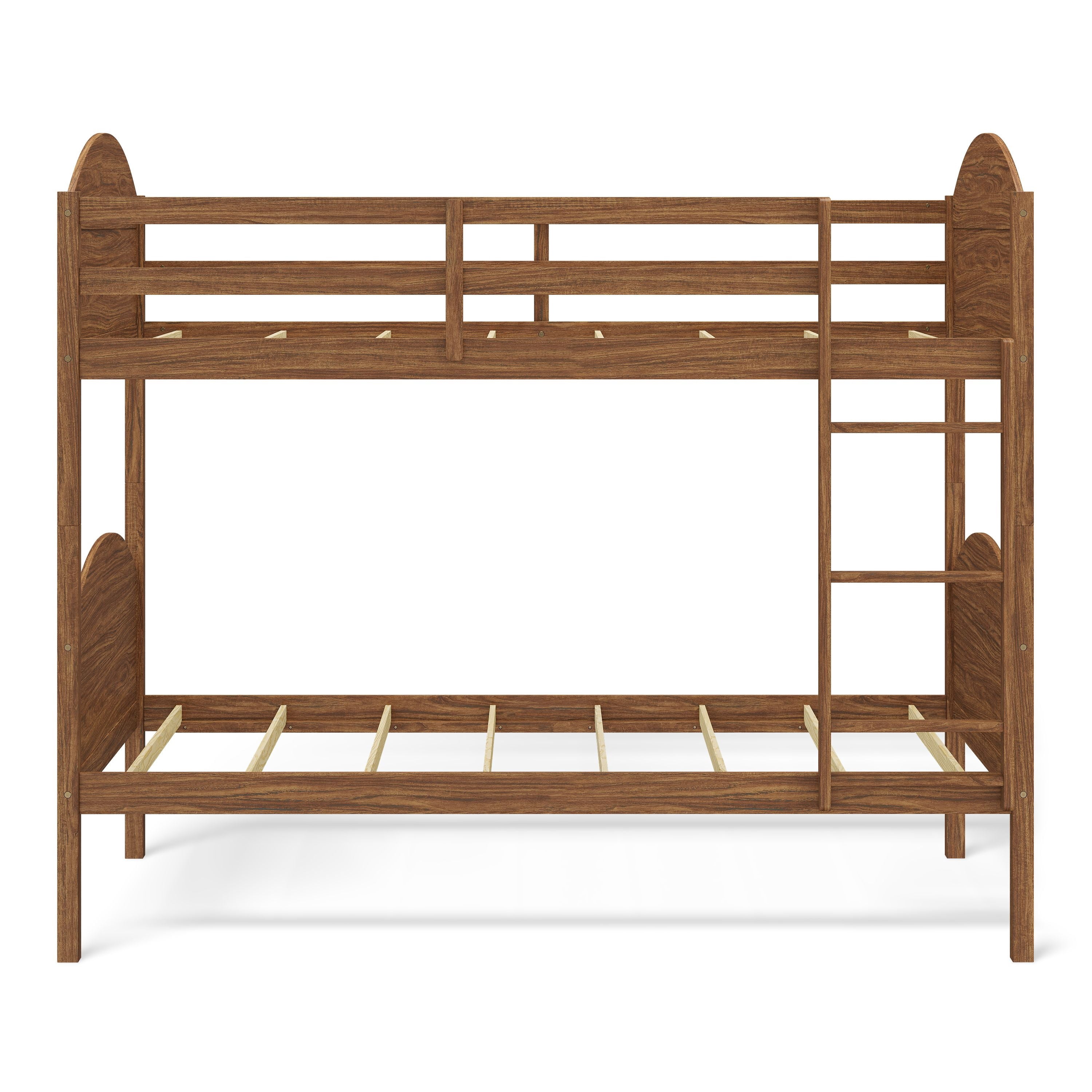 Mainstays Kids Wood Twin-over-Twin Bunk Bed, Warm Walnut