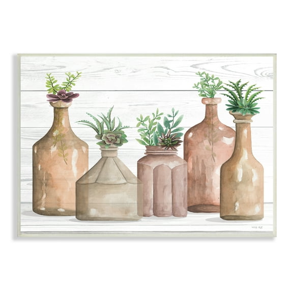 Stupell Industries Succulents Herbs Rustic Cottage Jars Leaves Arrangement Graphic Art Unframed Art Print Wall Art, Design by Cindy Jacobs