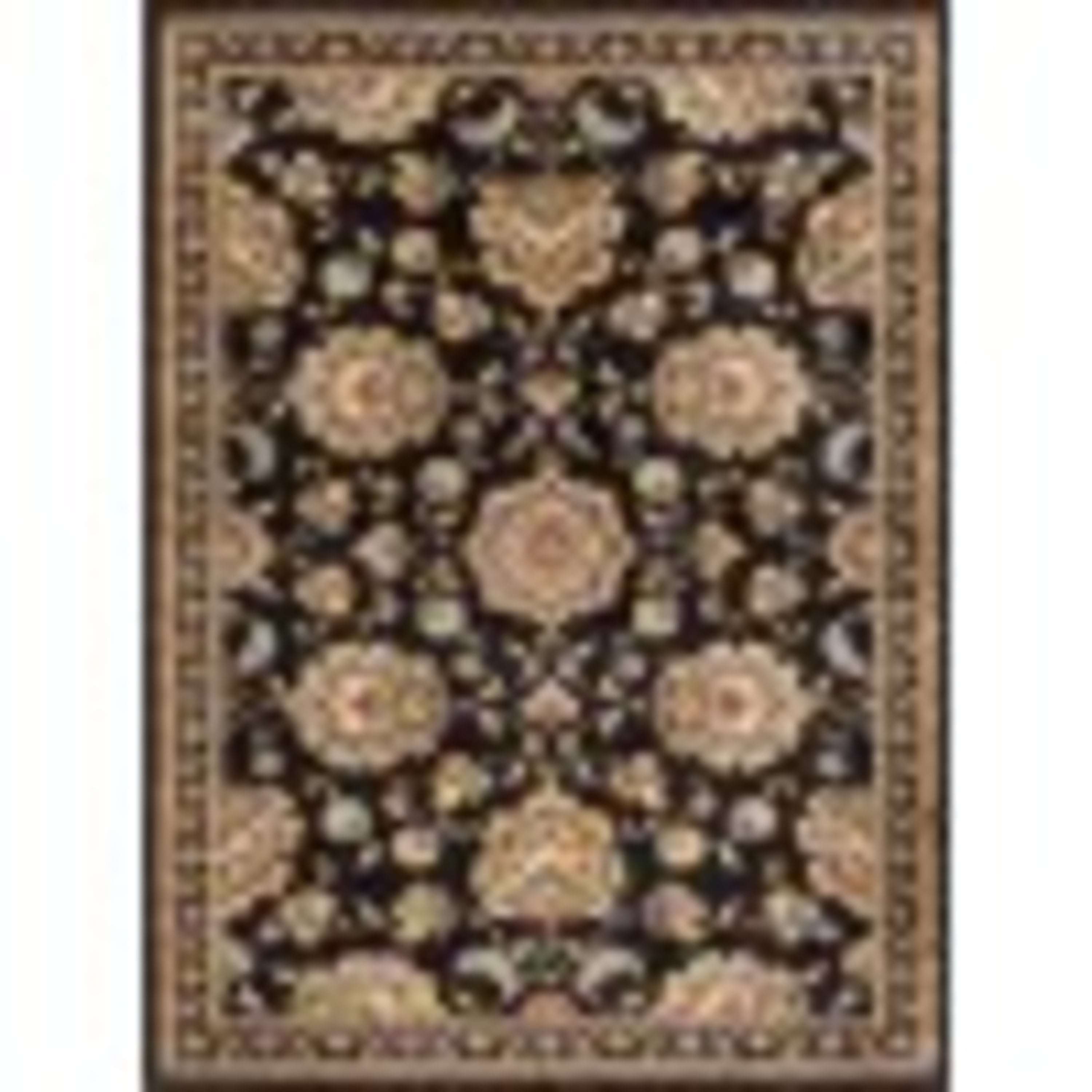 Sensation Traditional 8' x 10' Black and Gold Polypropylene Indoor Area Rug