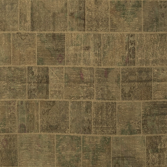 Ahgly Company Indoor Square Patchwork Brown Transitional Area Rugs, 3' Square