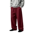thumbnail image 2 of TKKCS Mens Wide Leg Sweatpants- Elastic Drawstring Waist Loose Fit Casual Lounge Soft Knit Straight Pants with Pockets Wine Size S, 2 of 6