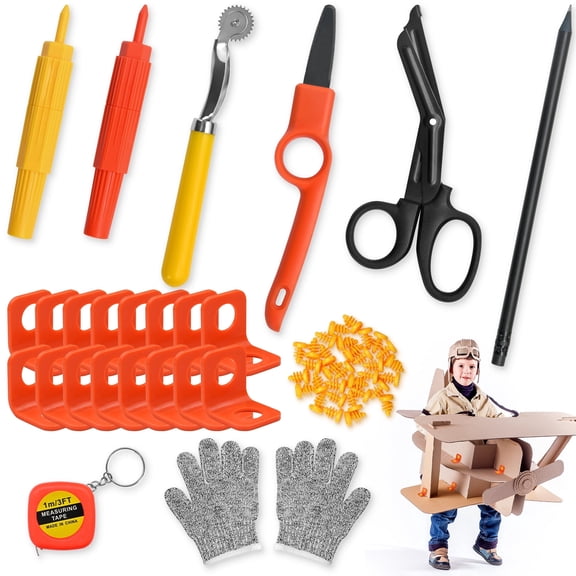 Cardboard Construction Kit - 150 Pcs Cutting Tools for Kids with Safe Cutter and Screws, STEM Educational Toys Gift for DIY Projects for Boys and Girls Aged 6 