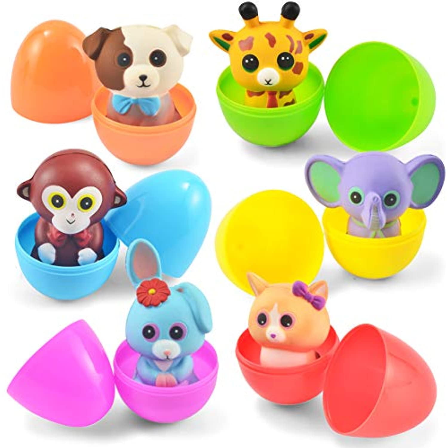 Lverse 6 Jumbo Size Toys Filled Easter Eggs, Assorted Prefilled Easter