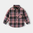 thumbnail image 2 of SERTG Kids Plaid Button Down Shirt Long Sleeve Collared Spring Fall Base Shirt Classic Top for Children 4-10 Years(Pink,6-7 Years), 2 of 3
