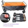 thumbnail image 6 of EUROCO 53" Larger Wagon Cart, Foldable Beach Wagon with Handle, All Terrain Folding Garden Wagon for Sand, Collapsible Utility Wagon for Kids for Outdoor Garden and Beach,Black+Orange, 6 of 7