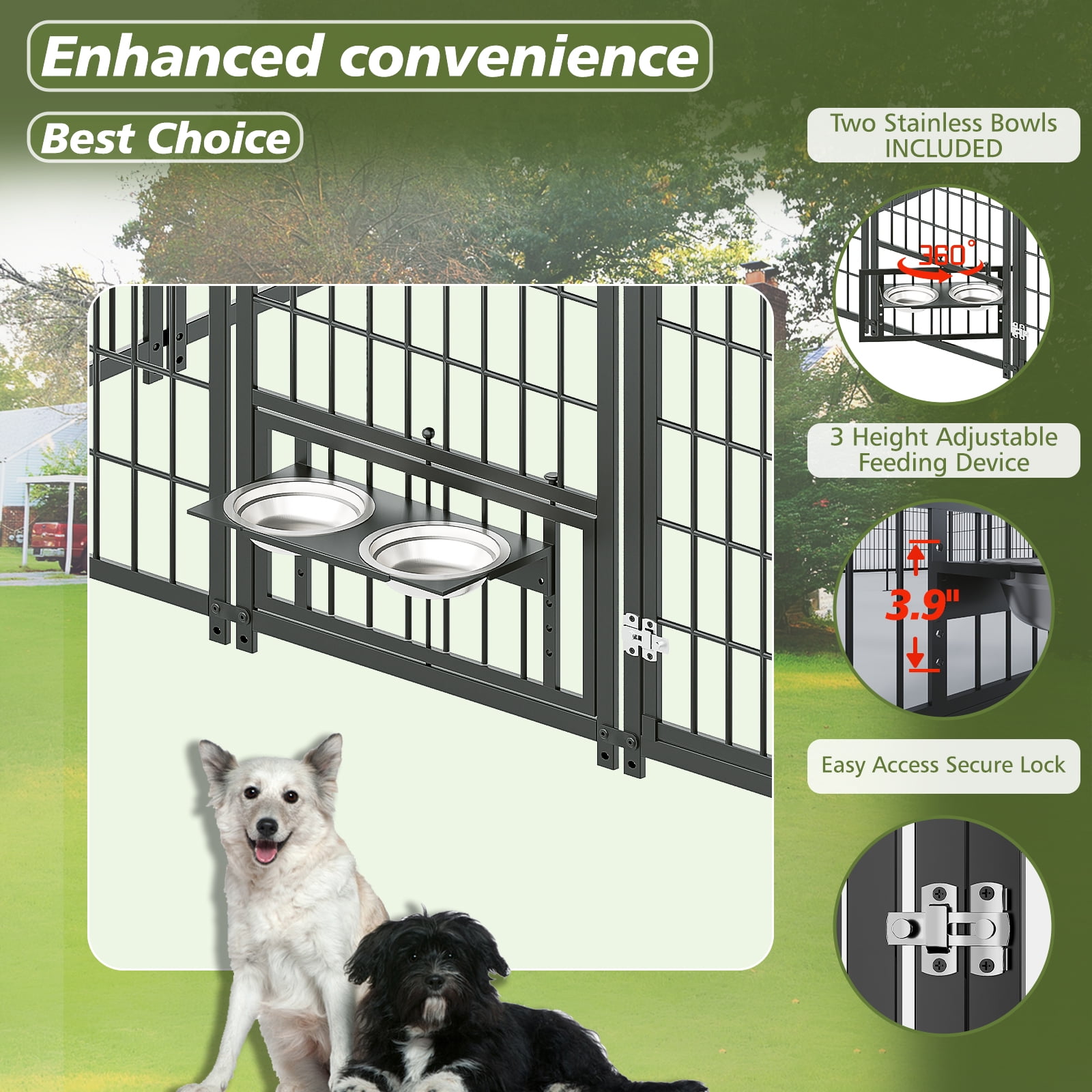 Large Dog Kennel Outdoor Pet Pens Dogs Run Enclosure Animal Hutch Metal Coop Fence with Roof Cover, 18.9'L x 9.61'W x 6.76'H