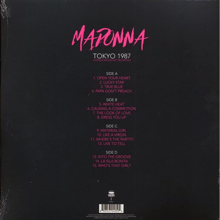 Madonna Tokyo 1987 Pop Album - Red Vinyl LP Released 03/12/2021 