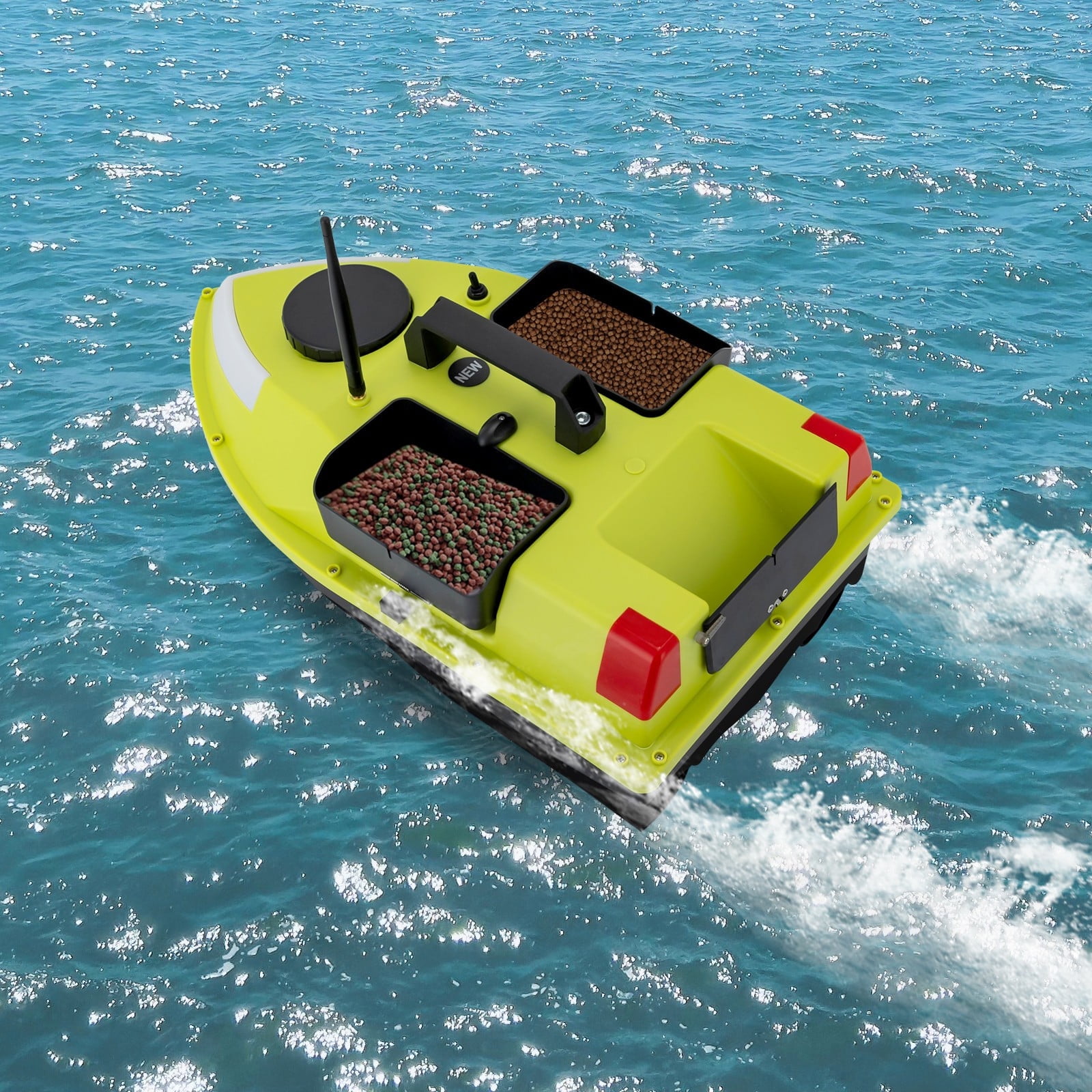 ToppiJoy 52W 5.91ft/s Fishing Boat Long-Distance Control, Fishing Bait Boat with Dual 5200mAh Battery and LCD for Lake/Ocean Angling (Green A)