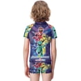 thumbnail image 3 of Power Rangers Boys Two Piece Swimsuit Kids Swimwear Set Short Sleeve Bathing Suit Trunks And Shirt, 3 of 7