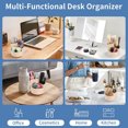 thumbnail image 5 of Desk Pencil Pen Holder, 3 Slots 360-Degree Spinning Pencil Pen Desk Organizers - khaki, 5 of 5