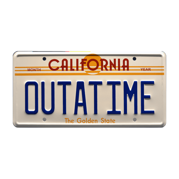 Back to the Future DeLorean Time Machine OUTATIME Metal Stamped
