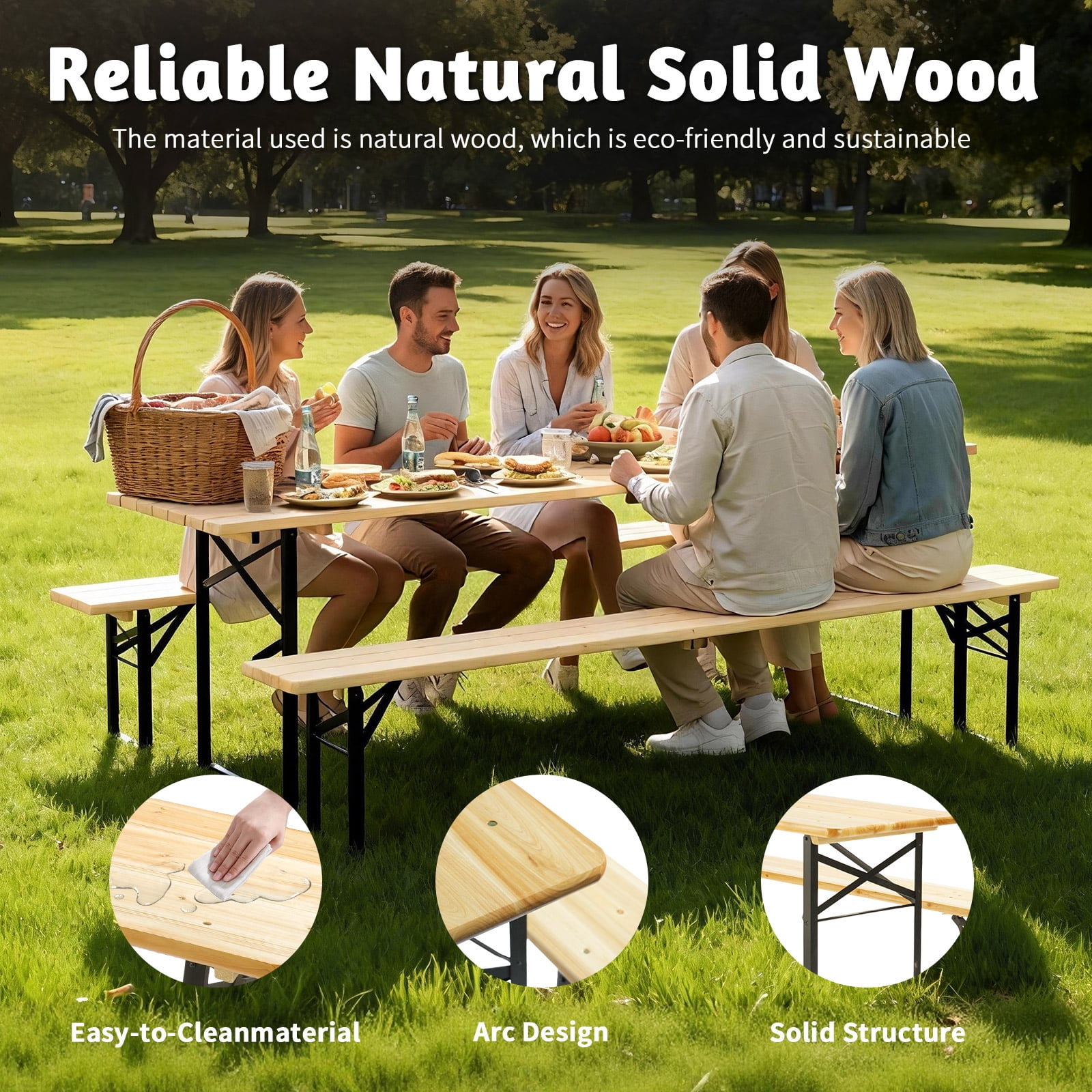 Ktaxon Portable Wood Furniture 6' Outdoor Folding Patio Camping