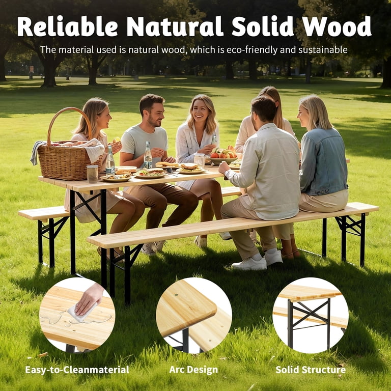 Ktaxon Portable Wood Furniture 6' Outdoor Folding Patio Camping