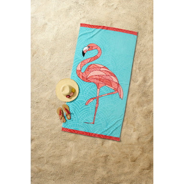 Large Beach Towel, 30 X 60 Inch Towel, Bath Towel, Tropical Floral Print  Towel, Custom Flamingo Bird Beach Towel, Oversized Pool Towel 