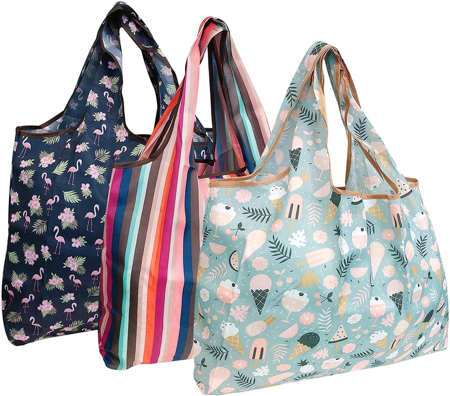 Details about    Eco-Friendly Nylon Wrapable Reusable Grocery Shopping Bags up to 60LB Set of 3 