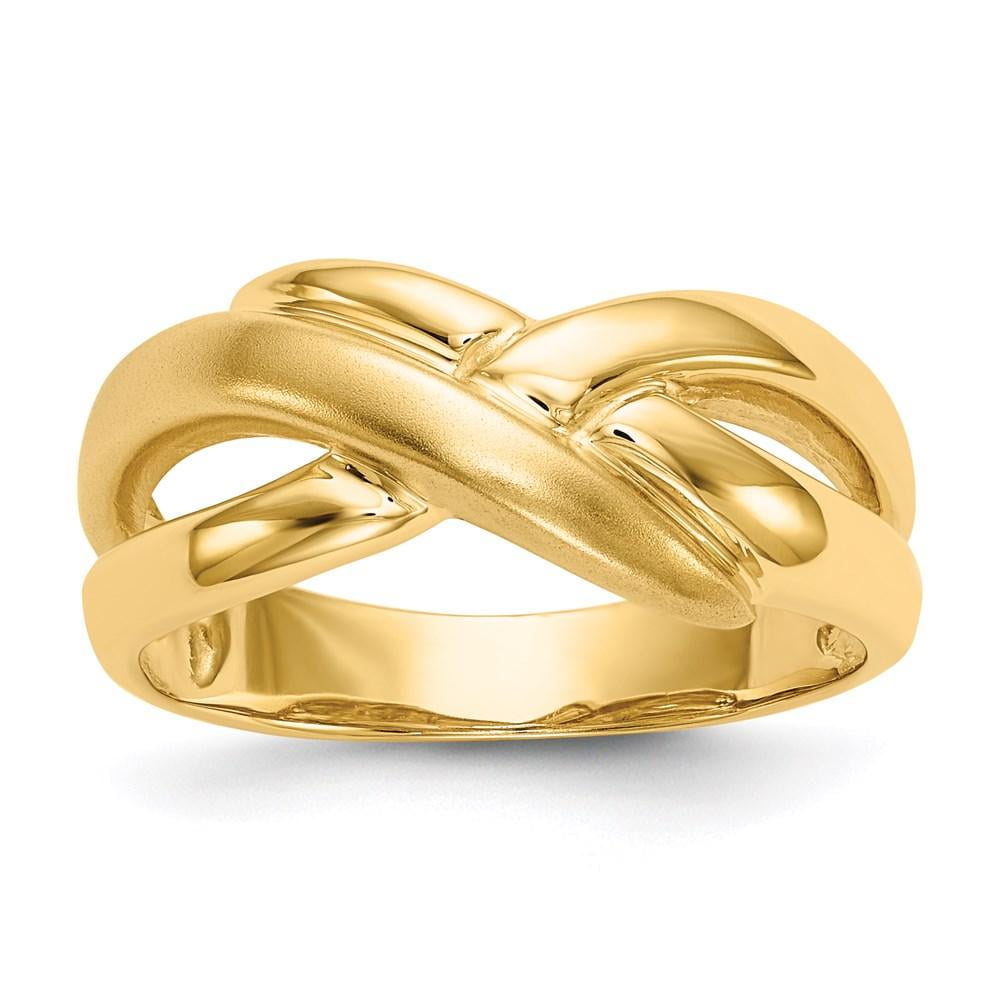 14k Yellow Gold Polished Twisted Dome Ring