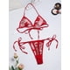 thumbnail image 3 of Conjunto de lencería sexy para mujer, malla bordada, sin relleno, brasier y cuerdas en V, ropa interior para mujer, 3 of 3