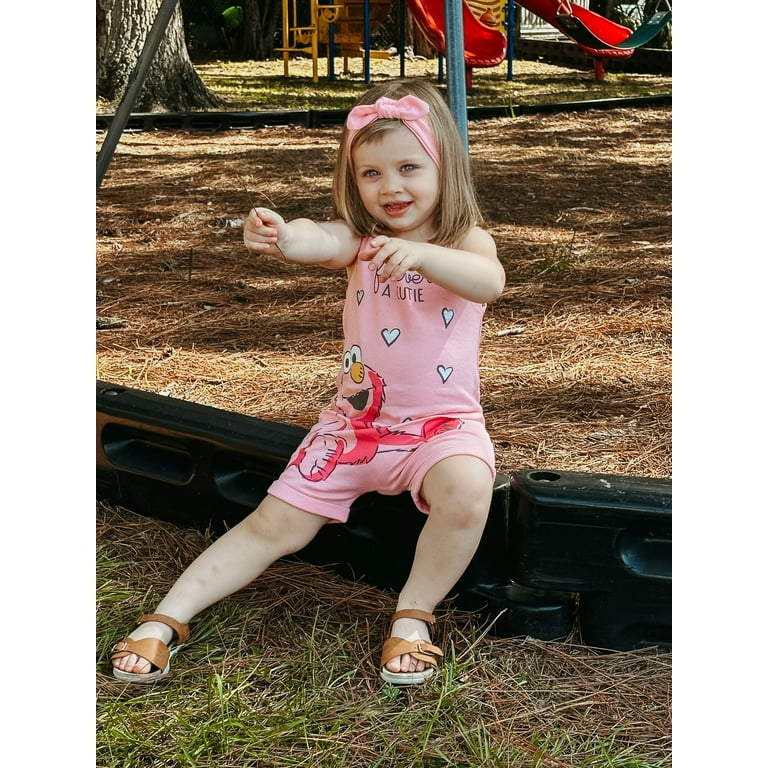 Sesame Street Elmo Sleeveless Romper and Headband Set Toddler Girls Pink - 2T