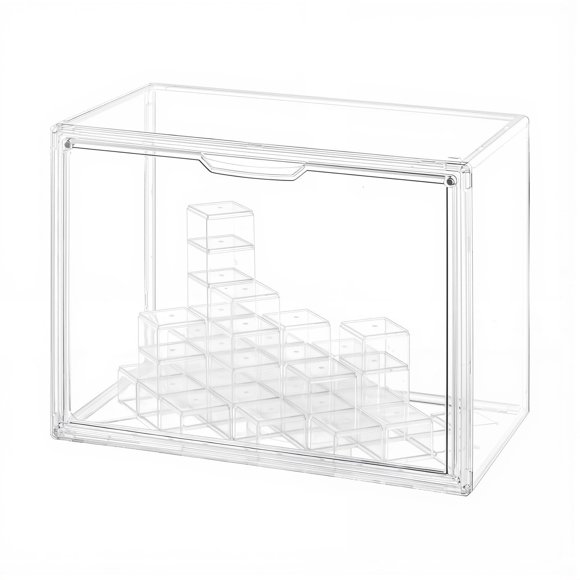 GUDEMAY Clear Acrylic Display Case for Collectibles with Magnetic Door, Stackable Dustproof Storage Box, Modular Risers, Showcase for Action Figures, Blind Box Toys, Collectible Figures