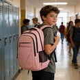 thumbnail image 4 of Large Capacity Solid Color Backpack for Students, Fashion Waterproof School Bag with Padded Straps, Durable Lightweight Bookbag for Daily Campus Commute, Perfect Back to School Gift, 4 of 6