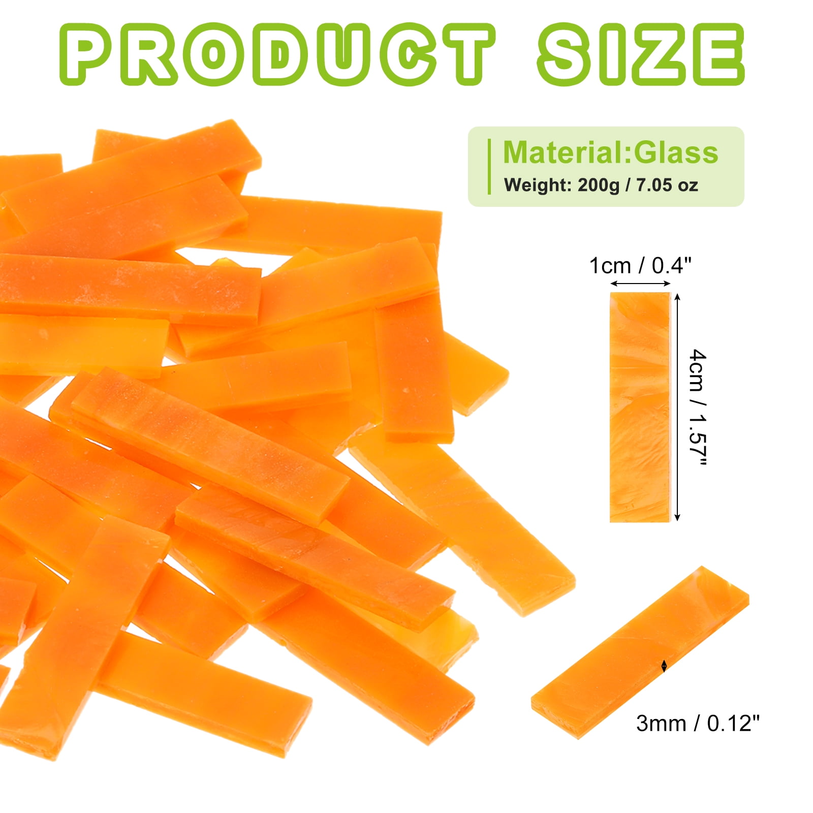 Stained Glass Strip, Orange Mosaic Tiles 200g/7.05 oz