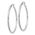 thumbnail image 2 of 925 Sterling Silver Polished Hinged post 2mm Round Hoop Earrings 42x39mm Wide 2mm Thick -  Jewelry Gift for Mom, 2 of 4