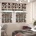 thumbnail image 2 of Aztec Cow Print Kitchen Curtain Valance and Tiers Set of 3 Fashion Farmhouse Basement Office Room Window Curtain for Kitchen Decor 24 inch Length 3 Piece-Easy Installation, 2 of 6