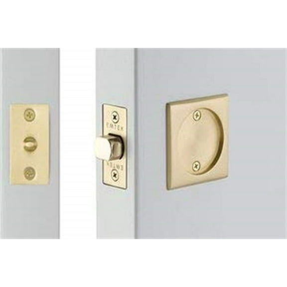 Emtek Tubular Pocket Door Square Passage, Flat Black US19