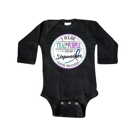 

Inktastic Suicide Prevention- I Wear Teal and Purple for My Stepmother Gift Baby Boy or Baby Girl Long Sleeve Bodysuit