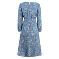 thumbnail image 4 of safuny Women's Plus Size Tea Length Evening Dress Floral Lace Splicing Solid Long Sleeve Autumn Dresses Trendy Crew Neck Winter Elegant Formal Cocktail Wedding Holiday Blue XL, 4 of 8