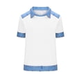 thumbnail image 4 of Dazajoo Womens Denim Patchwork Shirt Colorblock Crewneck Tops Casual Lightweight Vacation Raglan Short Sleeve Pullover,White,XXL, 4 of 4