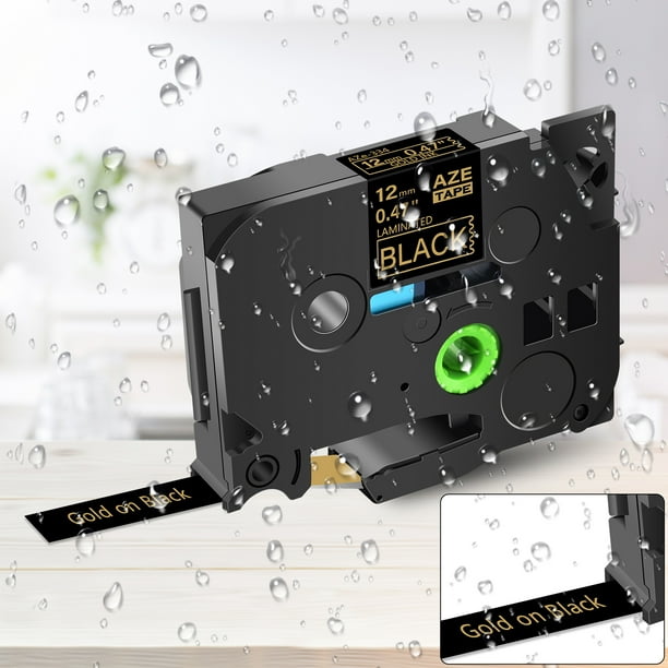 GREENCYCLE 4PK Compatible for Brother P-touch Gold on Black 12mm