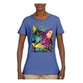 thumbnail image 2 of Wild Bobby Dean Russo Cat Wearing a Crown Thinking Cat Crowned Cat Lover Women Graphic Tee, Light Blue, Large, 2 of 5