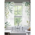 thumbnail image 3 of Eucalyptus Leaf Sheer Curtains 72 inches Long 2 Panels Set Country Green Plant Sheer Window Curtain Rod Pocket Voile Drapes for Living Room/Bedroom, Each 52" W x 72" L, 3 of 7