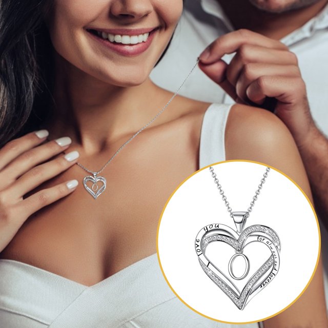 Women's Fashion Heart Letter Necklace 26 Letters Clavicle Neck Chain Bar Pendant