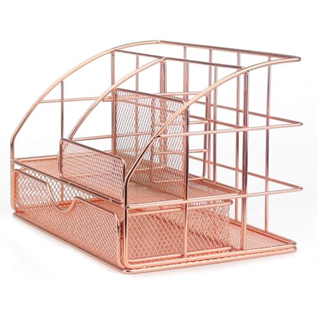gold mesh desk organizer