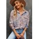 thumbnail image 3 of ABPHQTO Camisa De Mujer Manga Larga Botones Bolsillo Estampado Marrón, 3 of 5