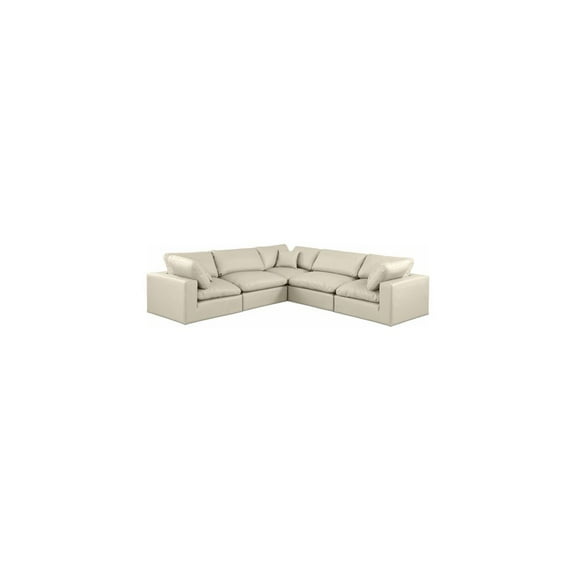 Meridian Furniture Comfy Cream Faux Leather Modular Sectional