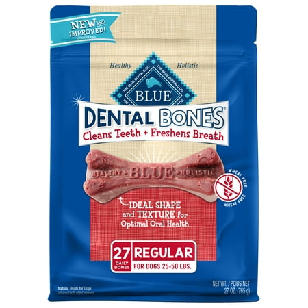 - Blue Buffalo Dental Bones Natural Adult Dental Chew Regular Dog Treat, 27-oz bag