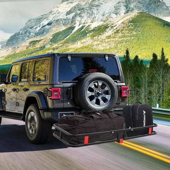 COZONY 500 Lbs Hitch Cargo Carrier Rack, 53"x19"x6" fits 2"x2" Receiver, Unfolding Rear Luggage Basket for Van SUV Truck Trailer
