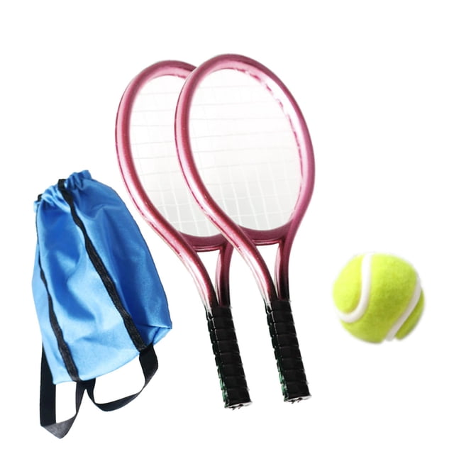 Miniatura de tenis Hugo para decoración con Raqueta y pelota Rosa