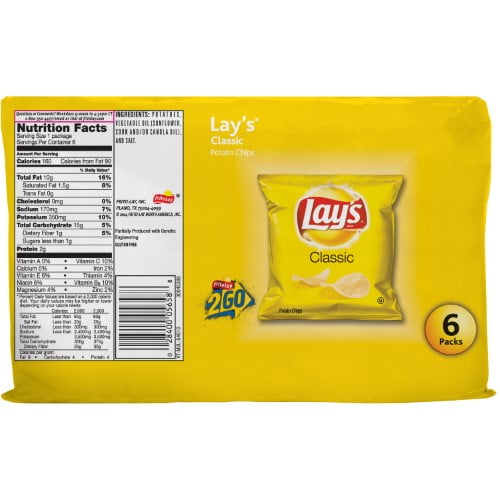 Lay S Classic Potato Chips 1 Oz 6 Count Walmart Com Walmart Com