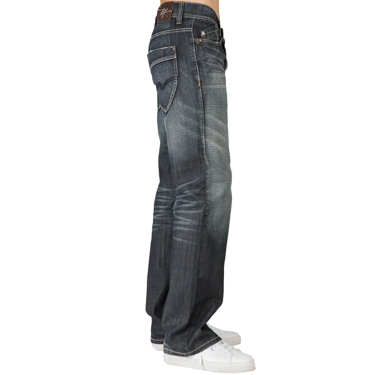 Level 7 Men's Relaxed Faded Black Jeans with Blizzard Wash Level 7 Men's Relaxed Faded Black Jeans with Blizzard Wash