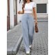 thumbnail image 5 of Pantalones de Pijama Holgados de Punto Suave con Bolsillos y Pernera Acanalada para Mujer con Cordón Ajustable. Azul XXL, 5 of 9