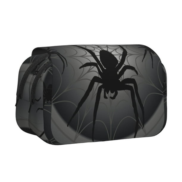 Disketp Black Spiders Estuche de Lápices de Doble Capa con Tapa Abatible y Cremallera, Organizador Escolar para Adolescentes y Adultos