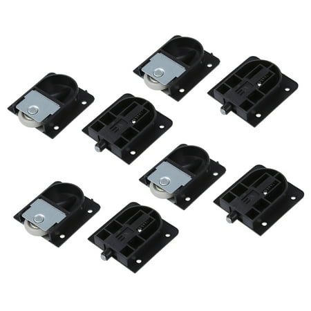 

4X Black Plastic Plate 25mm Dia Wheel Sliding Door Roller