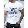 thumbnail image 2 of Men's 100% cotton fashionable casual loose oversized retro motorcycle pattern printed round neck short sleeved t-shirt, 2 of 9