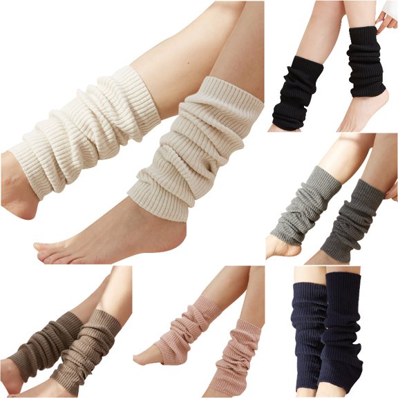 Zijinkuiwen Women Knit Leg Warmers Ribbed Stretchy Thick Soft Leg Sleeves for Daily Casual Outfit Wear,Beige,One Size