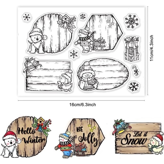 Guirnalda de sellos transparente para chimenea de Navidad, sellos de silicona transparentes de pared Retro, caja de regalo de árbol para álbum de recortes, diario, fabricación de tarjetas
